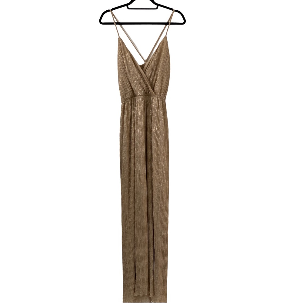 NWOT Gold Sheen Maxi Dress Empire Waist
